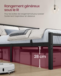 Jednolôžková posteľ VASAGLE 90x190 cm, s čelom, kovový rám, nosnosť 250 kg, jednoduchá montáž, do spálne, atramentovo čierna RMB291B101 6