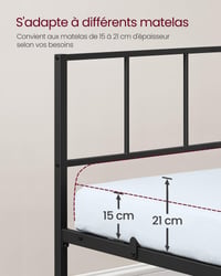 Jednolôžková posteľ VASAGLE 90x190 cm, s čelom, kovový rám, nosnosť 250 kg, jednoduchá montáž, do spálne, atramentovo čierna RMB291B101 7