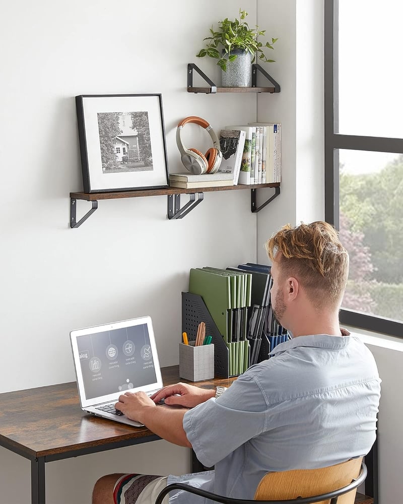 VASAGLE Ipari Stílusú Fali Polcok 3 Darabos Szett Vintage Megjelenés