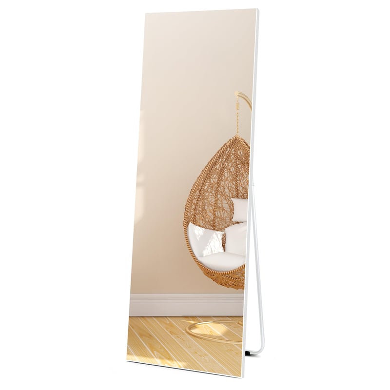Vasemouh 150x51 cm Álló Tükör Fehér PVC Kerettel - Edzett Üveg Teljes Alakos Tükör Hálószobába, Nappaliba, Előszobába vagy Fürdőszobába