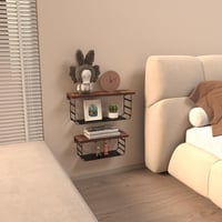 Vasemouh Kétszintes Fali Polc Fa Fürdőszoba Konyha Hálószoba 2db 5