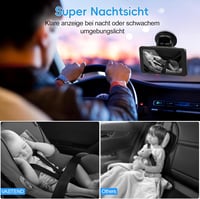 VASTEND 5 hüvelykes autós tükör hátsó üléshez, 1080P éjszakai látás, 170° széles szög, könnyű telepítés 4