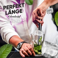 Set Cocktail Muddler Vatch din Oțel Inoxidabil - Lingură de Bar, 2 Paie, Zdrobitor de Gheață, pentru Caipirinha și Mojito - Set Profesional de Accesorii pentru Bar 6