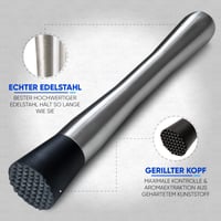 Set Cocktail Muddler Vatch din Oțel Inoxidabil - Lingură de Bar, 2 Paie, Zdrobitor de Gheață, pentru Caipirinha și Mojito - Set Profesional de Accesorii pentru Bar 2