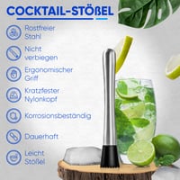 Set Cocktail Muddler Vatch din Oțel Inoxidabil - Lingură de Bar, 2 Paie, Zdrobitor de Gheață, pentru Caipirinha și Mojito - Set Profesional de Accesorii pentru Bar 4