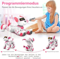 Câine robot cu telecomandă VATOS BG1533 pentru copii - 17 funcții, alb-roz 3