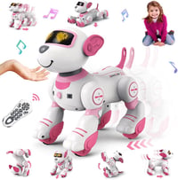 Câine robot cu telecomandă VATOS BG1533 pentru copii - 17 funcții, alb-roz 1