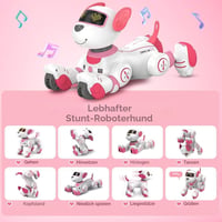 Câine robot cu telecomandă VATOS BG1533 pentru copii - 17 funcții, alb-roz 5