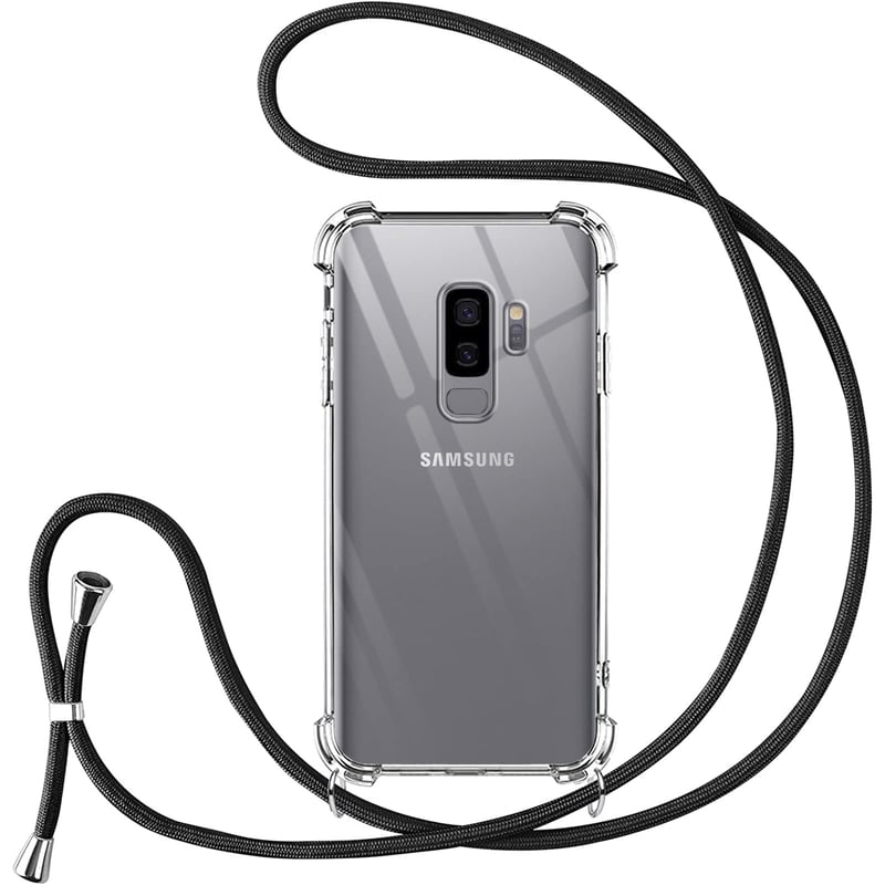 Priehľadný silikónový kryt Vauki na Samsung Galaxy S9 Plus so šnúrkou na krk - priehľadný