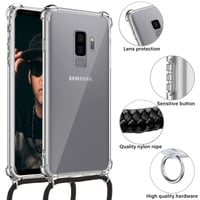 Priehľadný silikónový kryt Vauki na Samsung Galaxy S9 Plus so šnúrkou na krk - priehľadný 2
