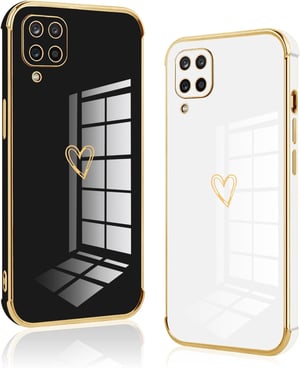 Vauki silikonska maskica za Samsung Galaxy A12/M12 s uzorkom srca, crno-bijela - 2 kom.