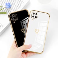 Vauki Samsung Galaxy A12/M12 szilikon tok szív mintával, fekete-fehér - 2 db 5