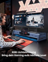 Vaydeer Dupla Monitor Állvány 2 Fiókkal, USB Portokkal és Vezeték Nélküli Töltéssel 5