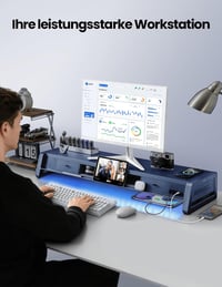 Vaydeer Dupla Monitor Állvány 2 Fiókkal, USB Portokkal és Vezeték Nélküli Töltéssel 4
