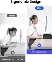 VAYDEER Dupla Monitor Állvány - Alumínium Monitorállvány 32" Képernyőkig, Vezeték Nélküli Töltővel és 4 USB 3.0 Porttal, Laptop Tartó - Feke 3