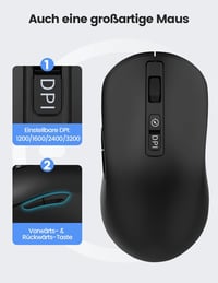 VAYDEER Gaming Mouse Jiggler 2-in-1 Wireless Egér 2.4GHz Bluetooth 3200 DPI 5