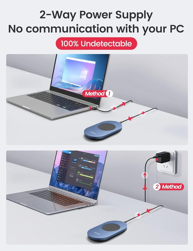 VAYDEER Ultra Vékony Egérmozgató Időzítővel - Hangtalan, Észlelhetetlen PC Aktiváló - Illesztőprogram Nélküli Kék Egérmozgató Windows és Mac - blue