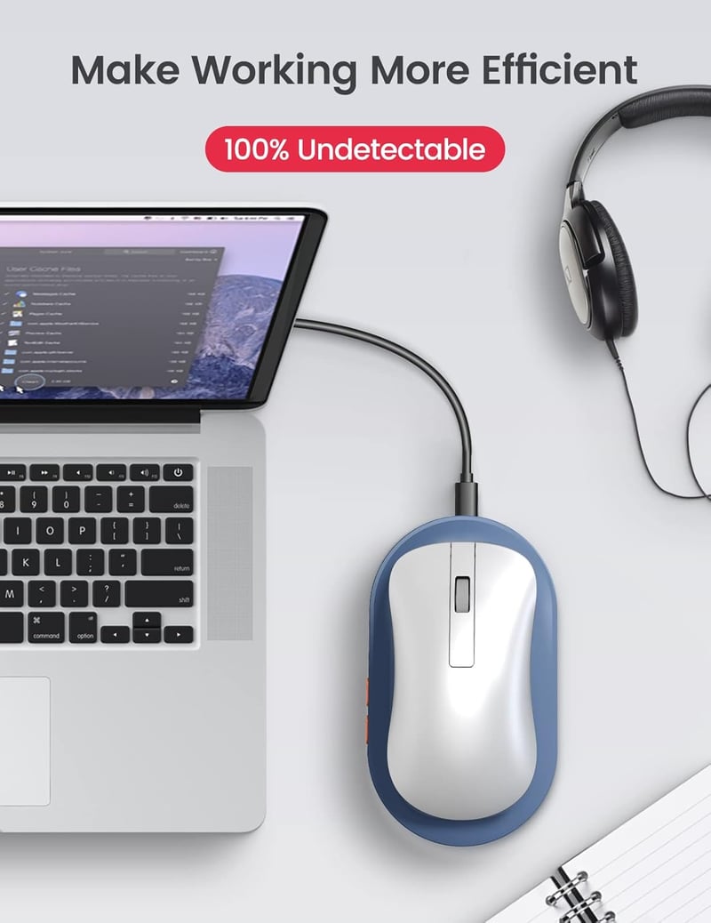 VAYDEER Ultra Vékony Egérmozgató Időzítővel - Hangtalan, Észlelhetetlen PC Aktiváló - Illesztőprogram Nélküli Kék Egérmozgató Windows és Mac - blue
