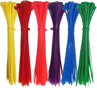 VBATTY Színes Kábelkötegelő Szett 300db - 200mm x 3.6mm Nylon Kábelrendező 6 Színben (Sárga, Piros, Narancs, Lila, Kék, Zöld) Kerthez, DIY P 1