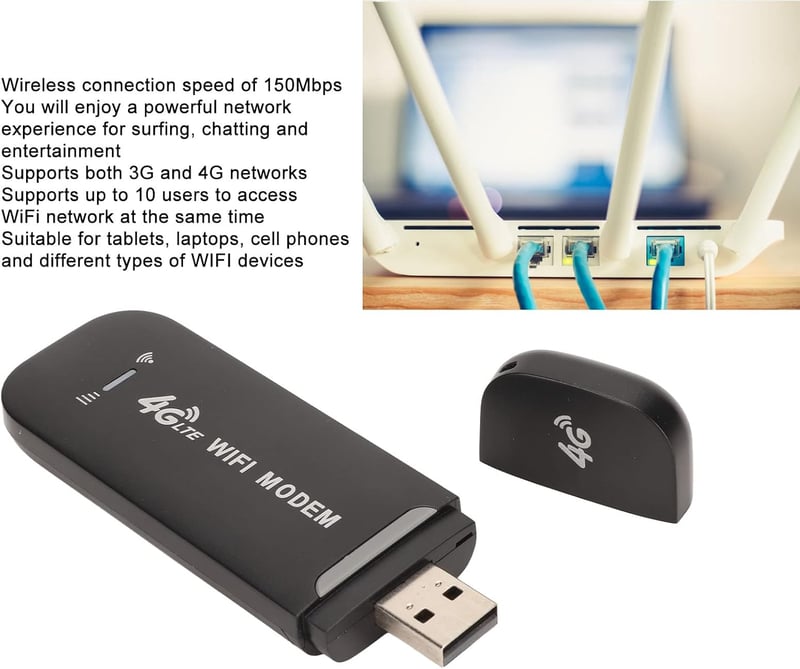 VBESTLIFE 4G LTE hordozható WiFi router SIM kártyahellyel, 150Mbps, 10 felhasználó - black