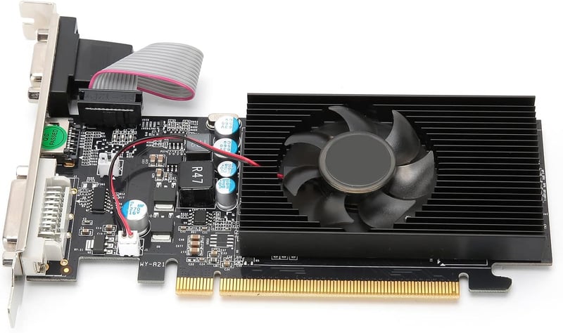 VBESTLIFE GT210 1GB DDR2 Videokártya - Alacsony zajszintű PCI Express 2.0 Grafikus Kártya DVI/HDMI/VGA Csatlakozókkal, 1080p Full HD Felbont