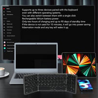 VBESTLIFE Összecsukható Bluetooth Billentyűzet 81 Gomb Vezeték Nélküli Hordozható USB-C 6