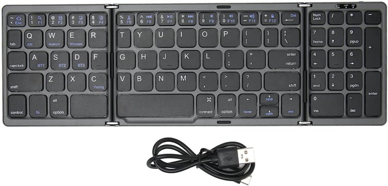 VBESTLIFE Összecsukható Bluetooth Billentyűzet 81 Gomb Vezeték Nélküli Hordozható USB-C