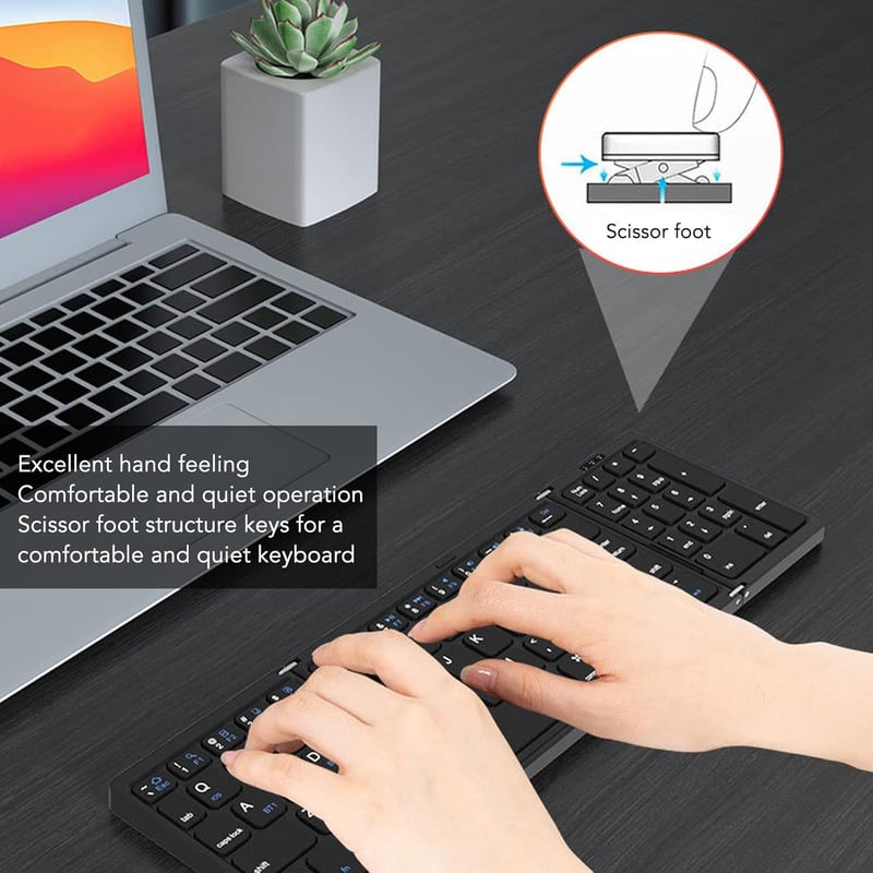 VBESTLIFE Összecsukható Bluetooth Billentyűzet 81 Gomb Vezeték Nélküli Hordozható USB-C