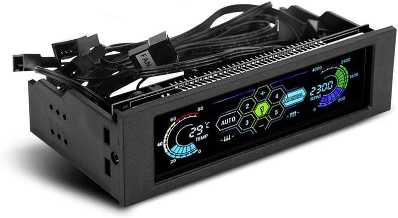 VBESTLIFE PC ventilátor szabályozó 5 ventilátorhoz LCD kijelzővel hőmérséklet szenzorral