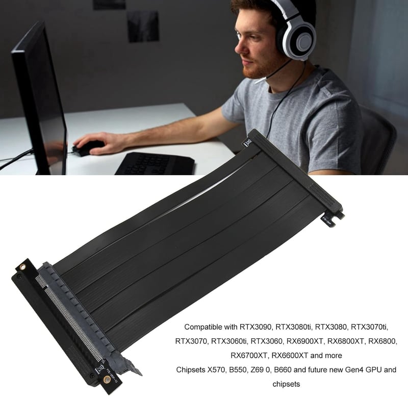 VBESTLIFE PCIe 4.0 Grafikus Kártya Hosszabbító Kábel X16 Gaming Riser