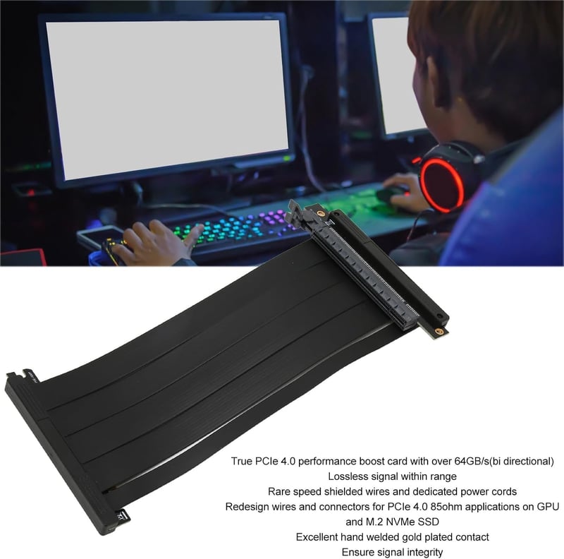 VBESTLIFE PCIe 4.0 Grafikus Kártya Hosszabbító Kábel X16 Gaming Riser