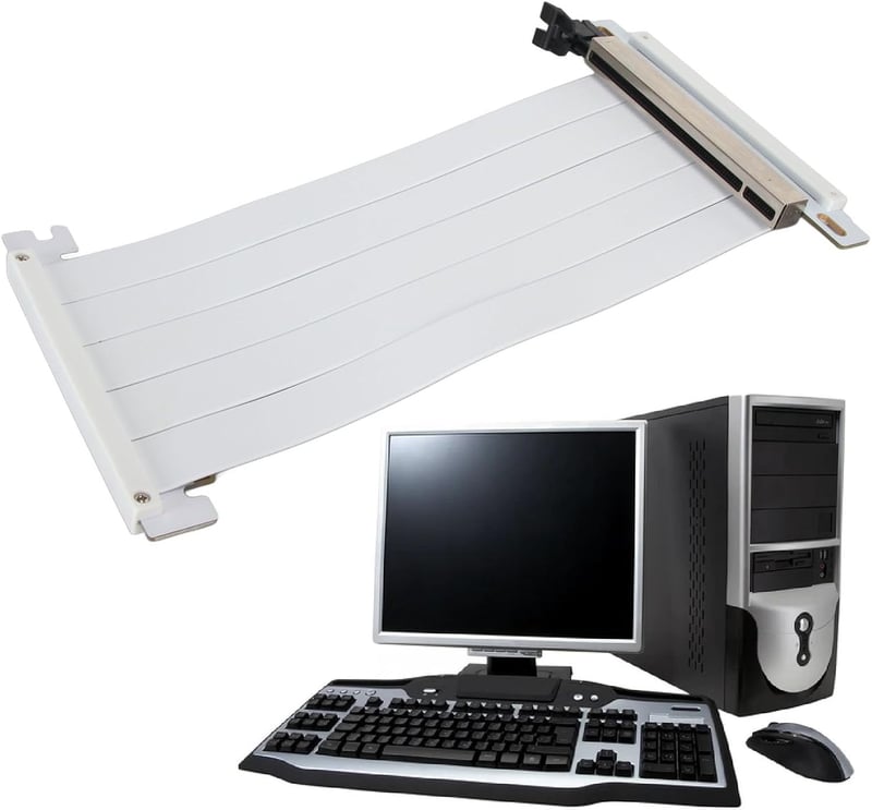VBESTLIFE PCIe 4.0 X16 Riser kábel fehér, GPU bővítő 180° RTX 4090/4080/4070/RX7900