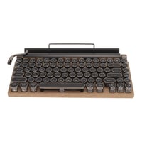 VBESTLIFE Retro Tipkovnica pisaćeg stroja - 83 tipke Bežična mehanička Bluetooth tipkovnica s metalnim kapicama, uzorkom drva za PC i La 2