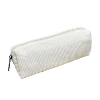 Zamatové Kordové Puzdro na Perá so Zipsom - Biely Retro Dizajn Kozmetická Taška do Školy, Kancelárie - Unisex Cestovná Kozmetická Taštička 1