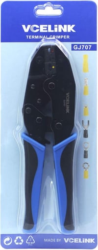 VCELINK GJ707 Süllyesztő fogó racsnis 0,5-6,0 mm² kábelsarukhoz kék 8