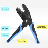 VCELINK GJ707 Süllyesztő fogó racsnis 0,5-6,0 mm² kábelsarukhoz kék 7