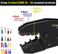 VCELINK GJ707 Süllyesztő fogó racsnis 0,5-6,0 mm² kábelsarukhoz kék 2