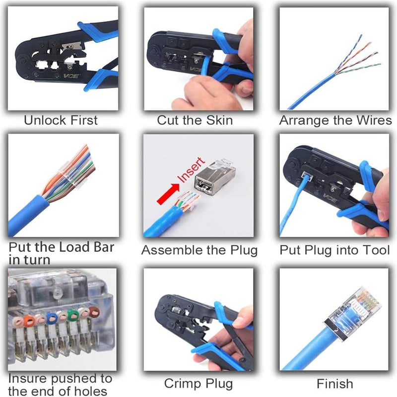 VCELINK Profi Sértésfogó RJ45 RJ12 RJ11 Ethernet Hálózati Kábel Csatlakozó Szerszám