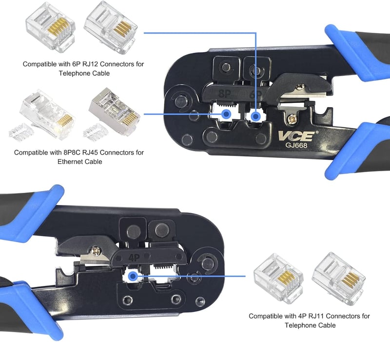 VCELINK Profi Sértésfogó RJ45 RJ12 RJ11 Ethernet Hálózati Kábel Csatlakozó Szerszám