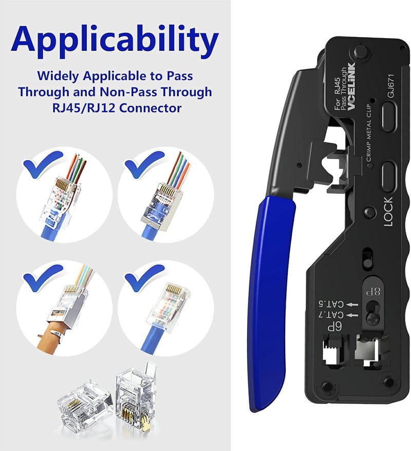 VCELINK RJ45 sertésfog Cat6A Cat7 LAN kábel csatlakozóhoz