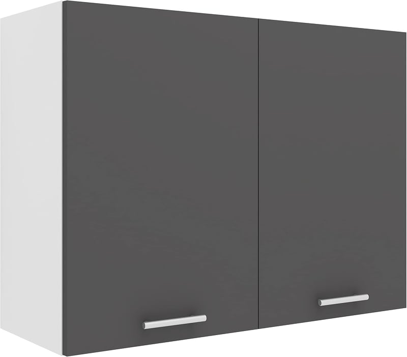 VCM Fali Konyhai Szekrény 80x60x31 cm Két Rekeszes Felakasztható Tárolóasztal - 60x80x31 cm, White / Anthracite