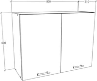 VCM Fali Konyhai Szekrény 80x60x31 cm Két Rekeszes Felakasztható Tárolóasztal - 60x80x31 cm, White / Anthracite 2
