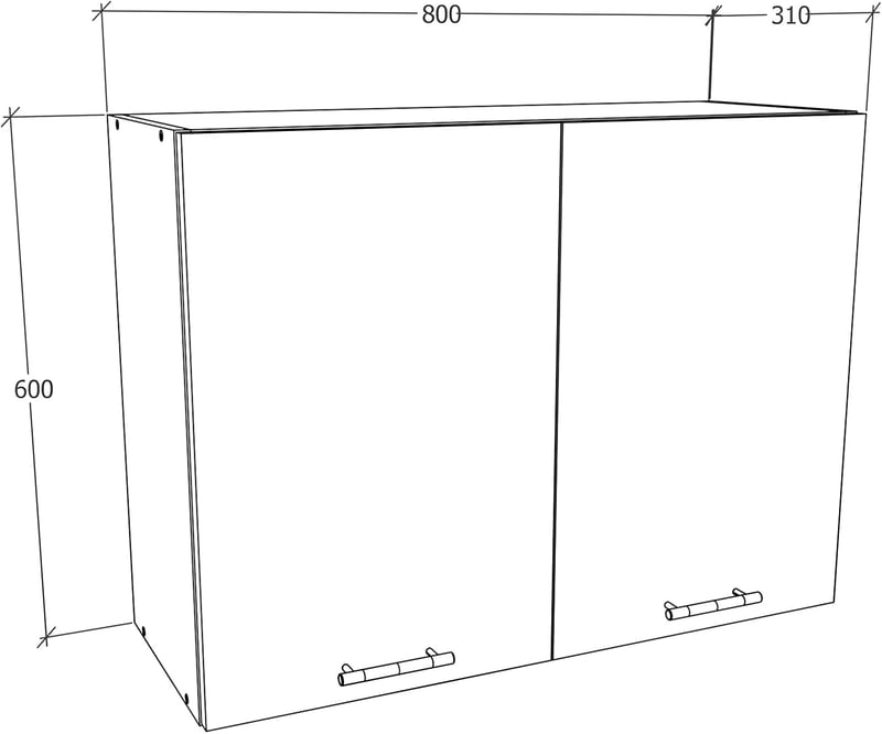 VCM Fali Konyhai Szekrény 80x60x31 cm Két Rekeszes Felakasztható Tárolóasztal - 60x80x31 cm, White / Anthracite