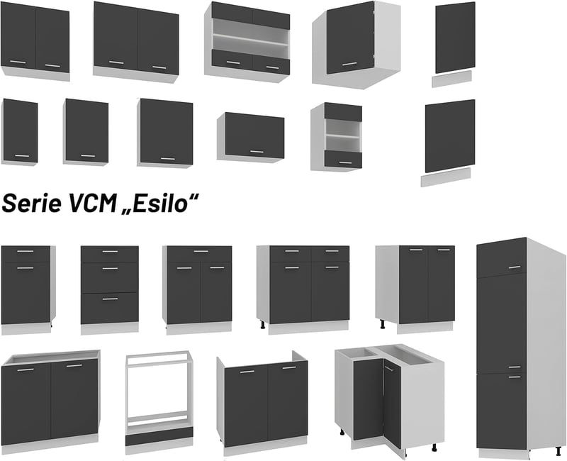 VCM Fali Konyhai Szekrény 80x60x31 cm Két Rekeszes Felakasztható Tárolóasztal - 60x80x31 cm, White / Anthracite