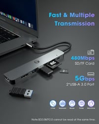VCOM 7 az 1-ben USB-C hub 4K HDMI, 2x USB 3.0, 100W PD, kártyaolvasó 3