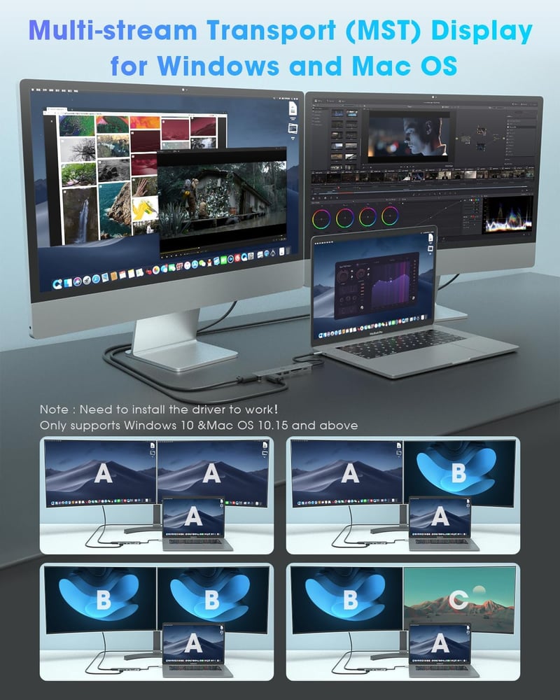 VCOM 7 az 1-ben USB-C hub 4K HDMI, 2x USB 3.0, 100W PD, kártyaolvasó