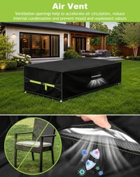 Husă de protecție pentru mobilier de grădină VDISRR, 250x150x90 cm, Oxford 420D, impermeabilă, rezistentă la UV, cu orificii de aerisire, pentru masă de grădină și seturi de mobilier 4