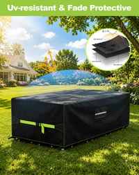 Husă de protecție pentru mobilier de grădină VDISRR, 250x150x90 cm, Oxford 420D, impermeabilă, rezistentă la UV, cu orificii de aerisire, pentru masă de grădină și seturi de mobilier 6