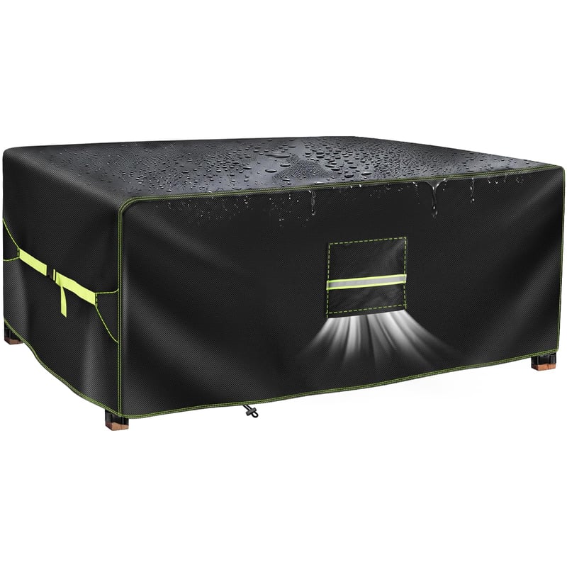 Husă de protecție pentru mobilier de grădină VDISRR, 250x150x90 cm, Oxford 420D, impermeabilă, rezistentă la UV, cu orificii de aerisire, pentru masă de grădină și seturi de mobilier