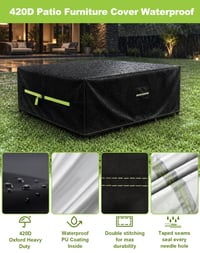 Husă de protecție pentru mobilier de grădină VDISRR, 250x150x90 cm, Oxford 420D, impermeabilă, rezistentă la UV, cu orificii de aerisire, pentru masă de grădină și seturi de mobilier 3